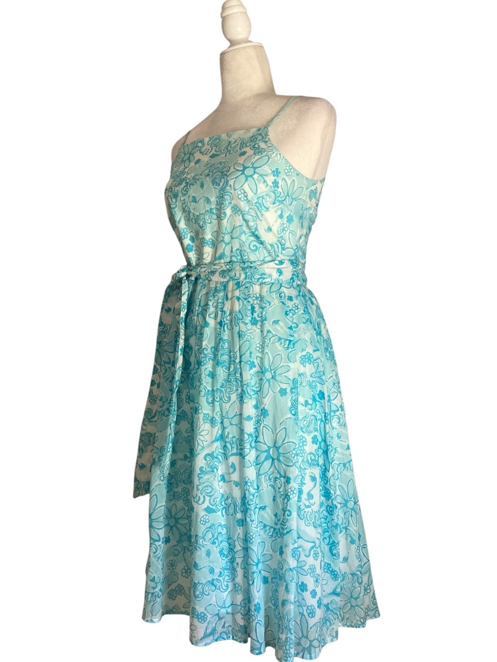 Vintage Lilly Pulitzer Blue Lion Print Cotton Sundress Blue White Y2k Size 2 - Picture 5 of 10
